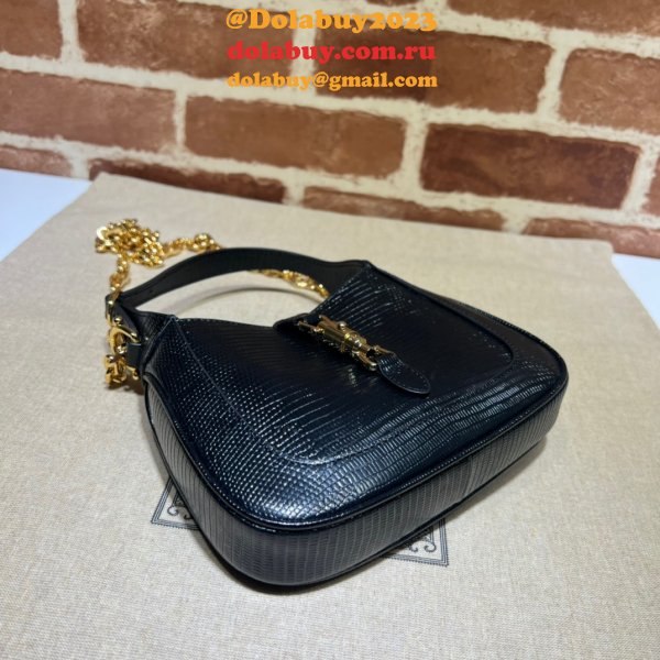 Copy Gucci Designer Jackie 1961 lizard 675799 Black bag