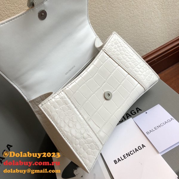 Cheap Balenciaga White Hourglass Leather Top Handle Bag