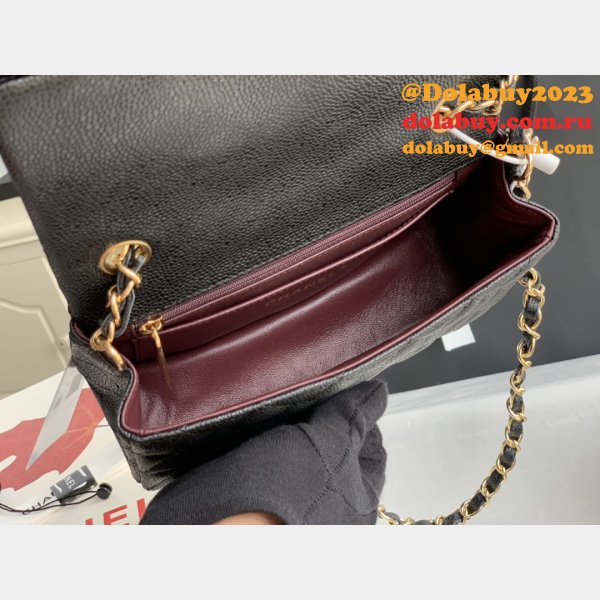 Top Quality CC Caviar Leather Flap Bag 1116 20CM