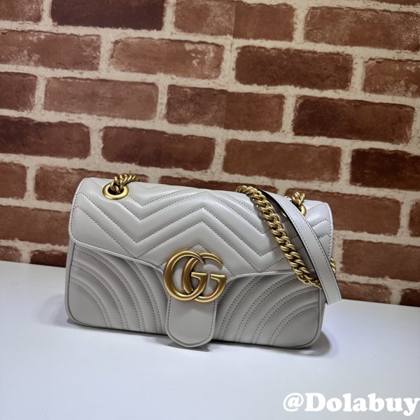 Top Gucci Grey Matelassé GG Marmont Small Shoulder 443497 Knockoff Bag