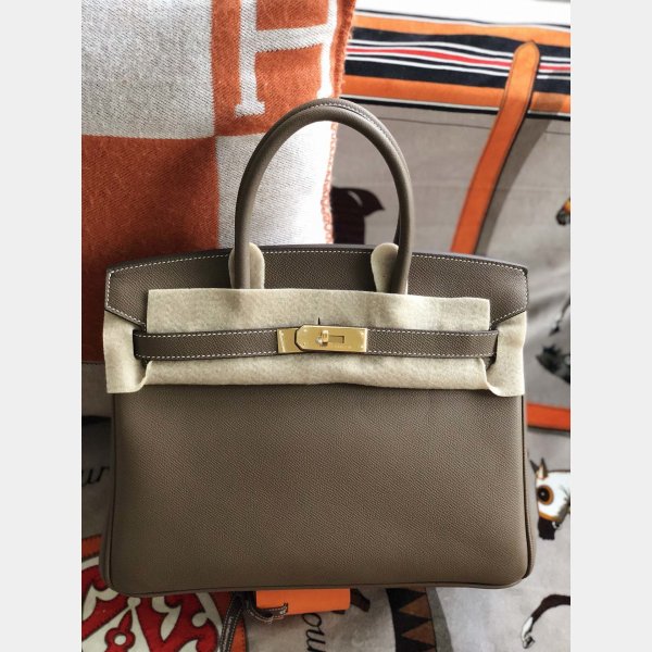 Hermes Birkin Epsom leather Handbags Dark grey Golden