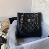 CC Small Shopping Replica Black Bag calfskin & gold-tone metal