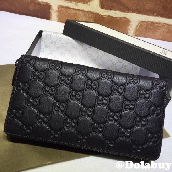 Replica Designer Gucci Bag 307987 Black Signature zip around wallet