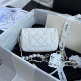 CC Replica Pearl CF Classic Flap 18cm Black/White Bags