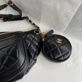 Buy Online CC AAA+ Calfskin Waist AS1077 Black Bag