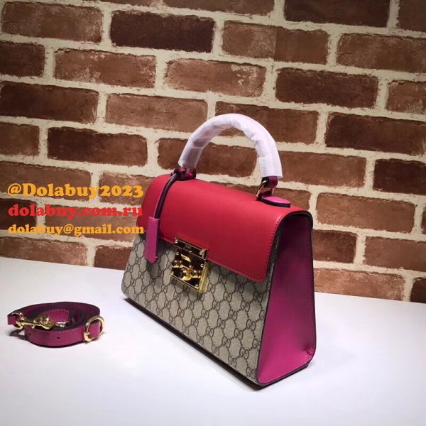 Gucci Replica 453188 GG Supreme Padlock Small Top Handle Bag