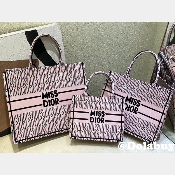 Luxury Miss Dior Allover 1:1 Mirror Book Tote pink