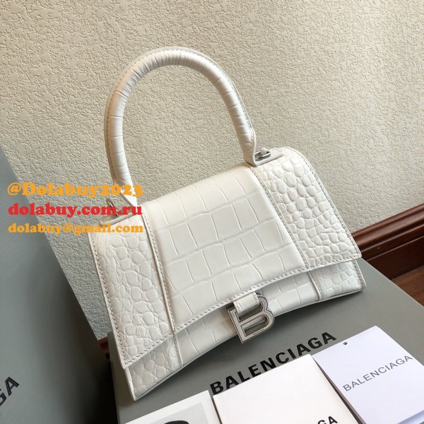 Cheap Balenciaga White Hourglass Leather Top Handle Bag