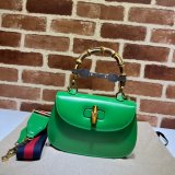 Perfect Gucci Copy 675797 Small top handle pink/green bag with Bamboo