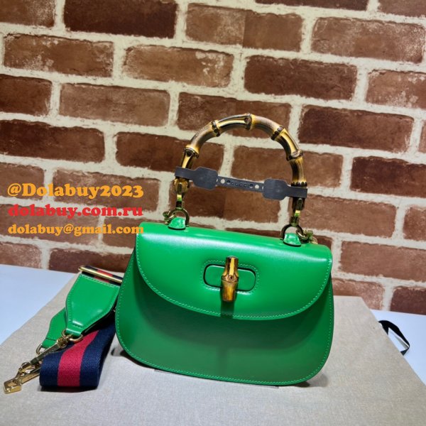 Perfect Gucci Copy 675797 Small top handle pink/green bag with Bamboo