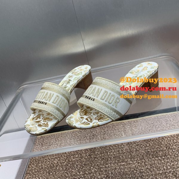 High Quality Dior Dway Heeled Slides Replica Shoes