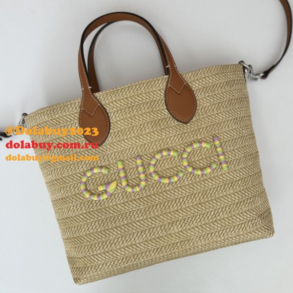 Gucci Replica 779671 Tote Women Straw-effect Natural Straw Effect Raffia