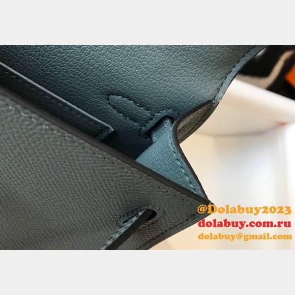 Hermes Replica Mini Kelly Epsom leather ArmyGreen Bags